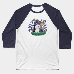 Starry Night Derivative with a Bichon Frise Baseball T-Shirt